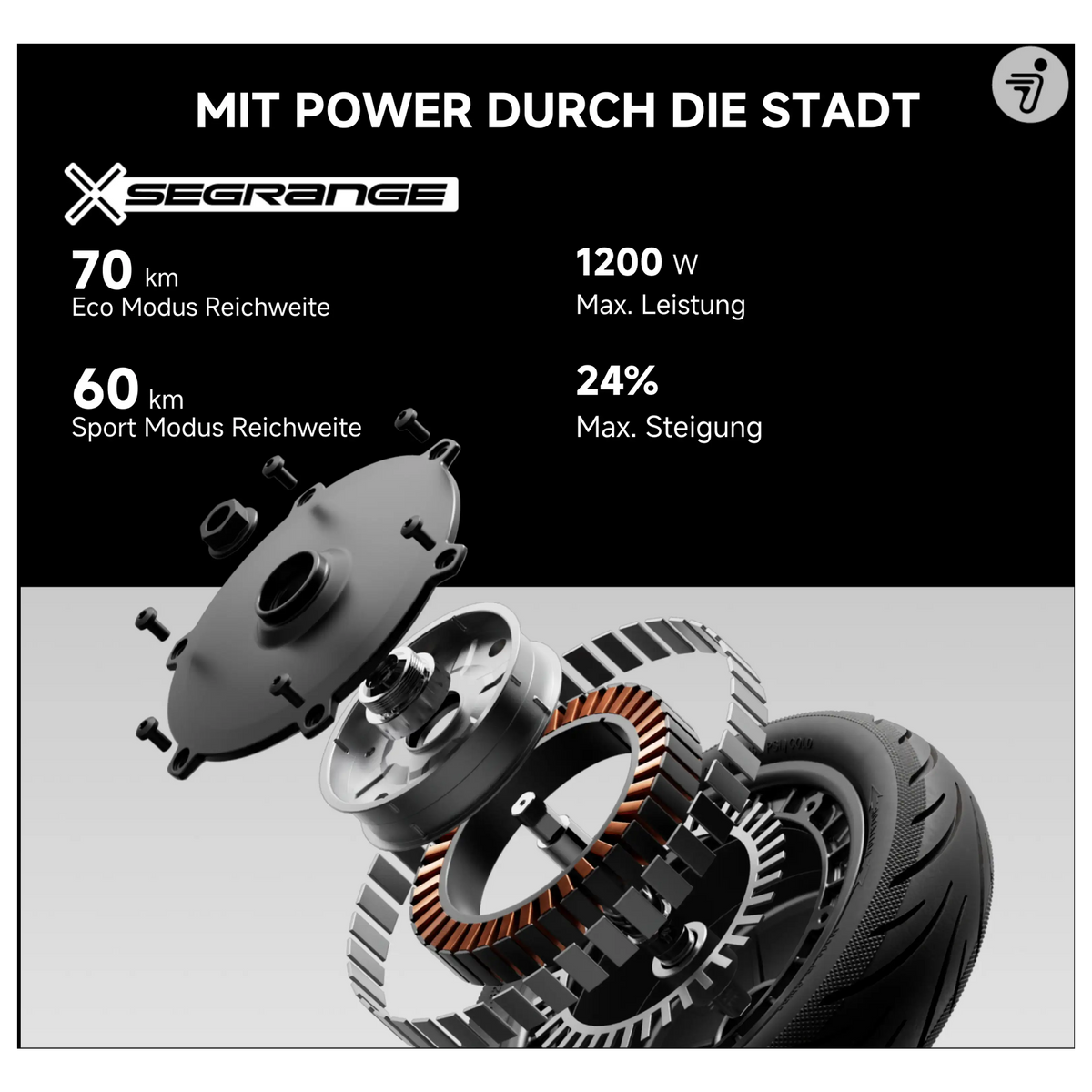 Segway Ninebot F3 Pro D E-Scooter – ABE Straßenzulassung, 500 W, 477 Wh, 70 km Reichweite, 20 km/h