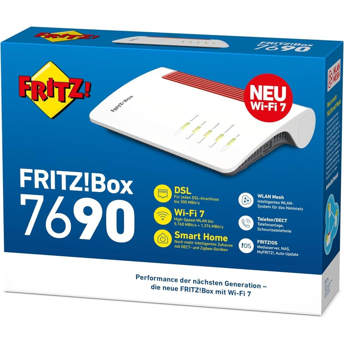AVM FRITZ!Box 7690 - DSL Router mit Wi-Fi 7, Zigbee, DECT-Basis - Weiß