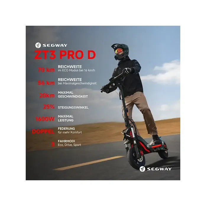 Segway Ninebot ZT3 Pro D E-Scooter – ABE Straßenzulassung, 500 W, 597 Wh, 70 km Reichweite, 20 km/h