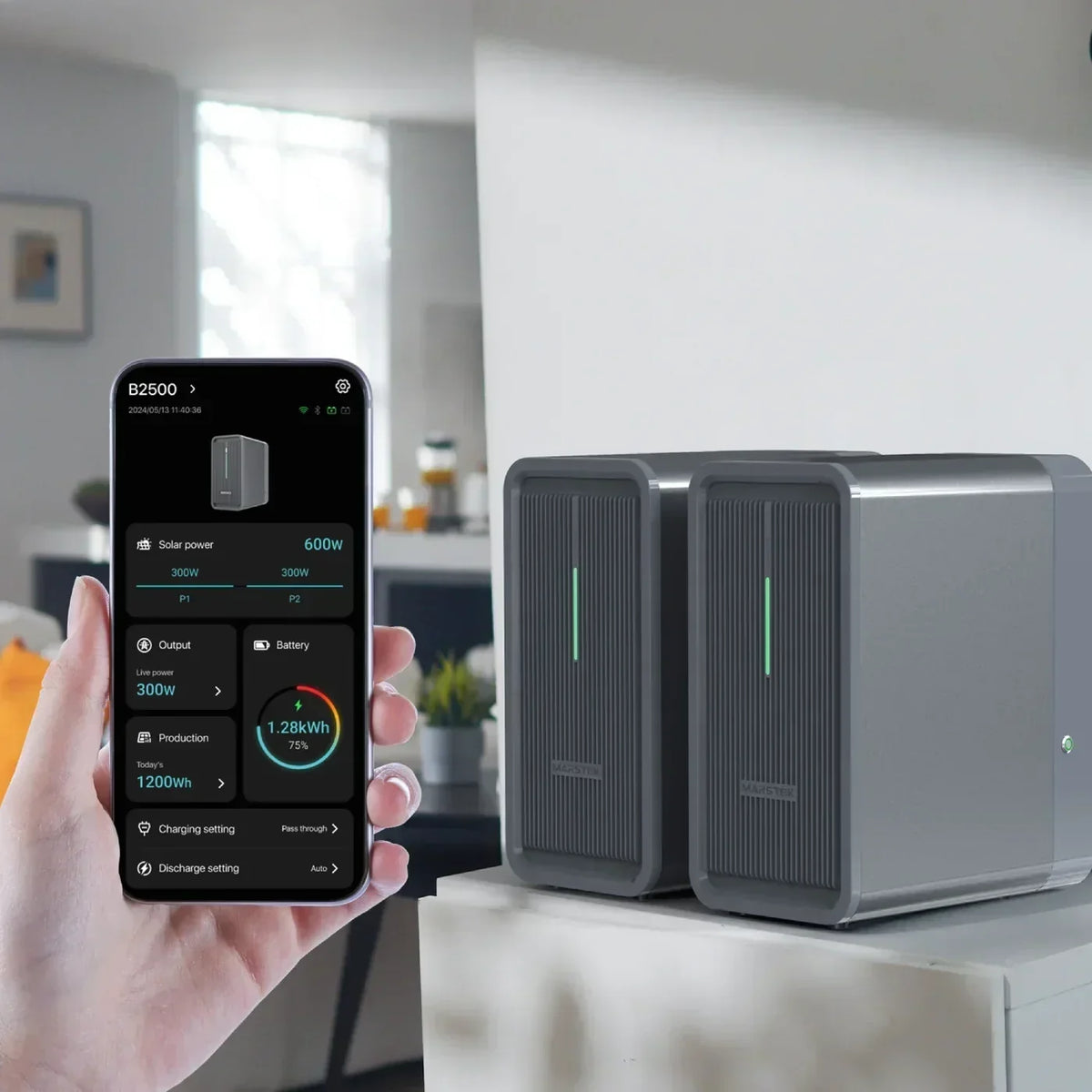 Marstek B2500-D Balkonkraftwerk Speicher 2,24 kWh LiFePO4 Solarspeicher – 2 MPPT, 1600 W PV-Eingang, 800 W Ausgang, IP65, WLAN App (Saturn)