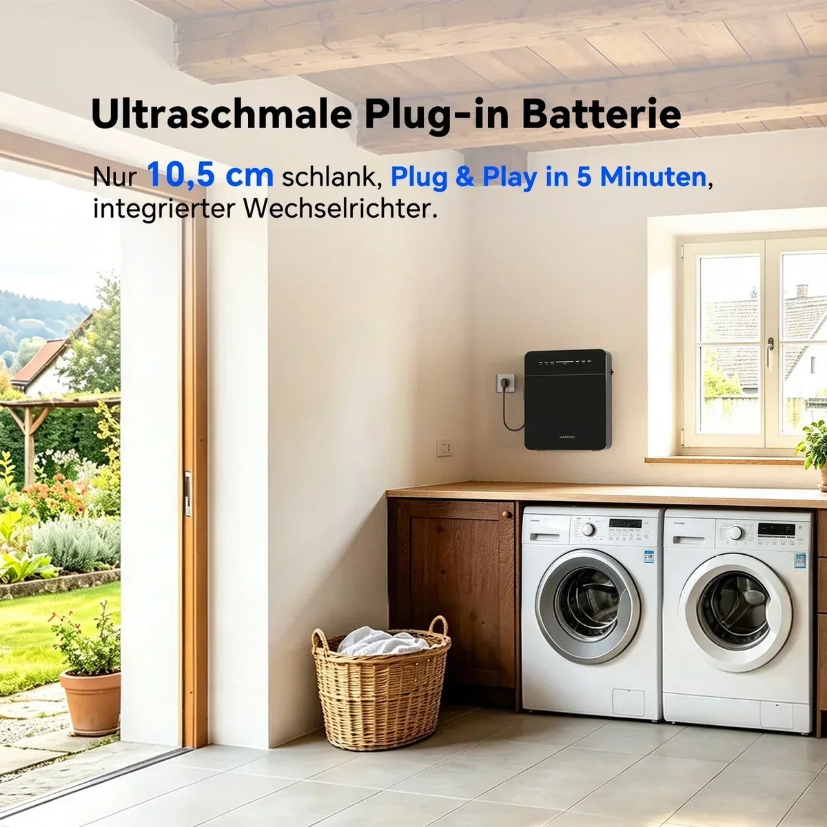 Marstek Venus E Mini Stromspeicher 2 kWh AC-Speicher – Plug & Play, 105 mm flach, 1,5 kW, 10 Jahre Garantie